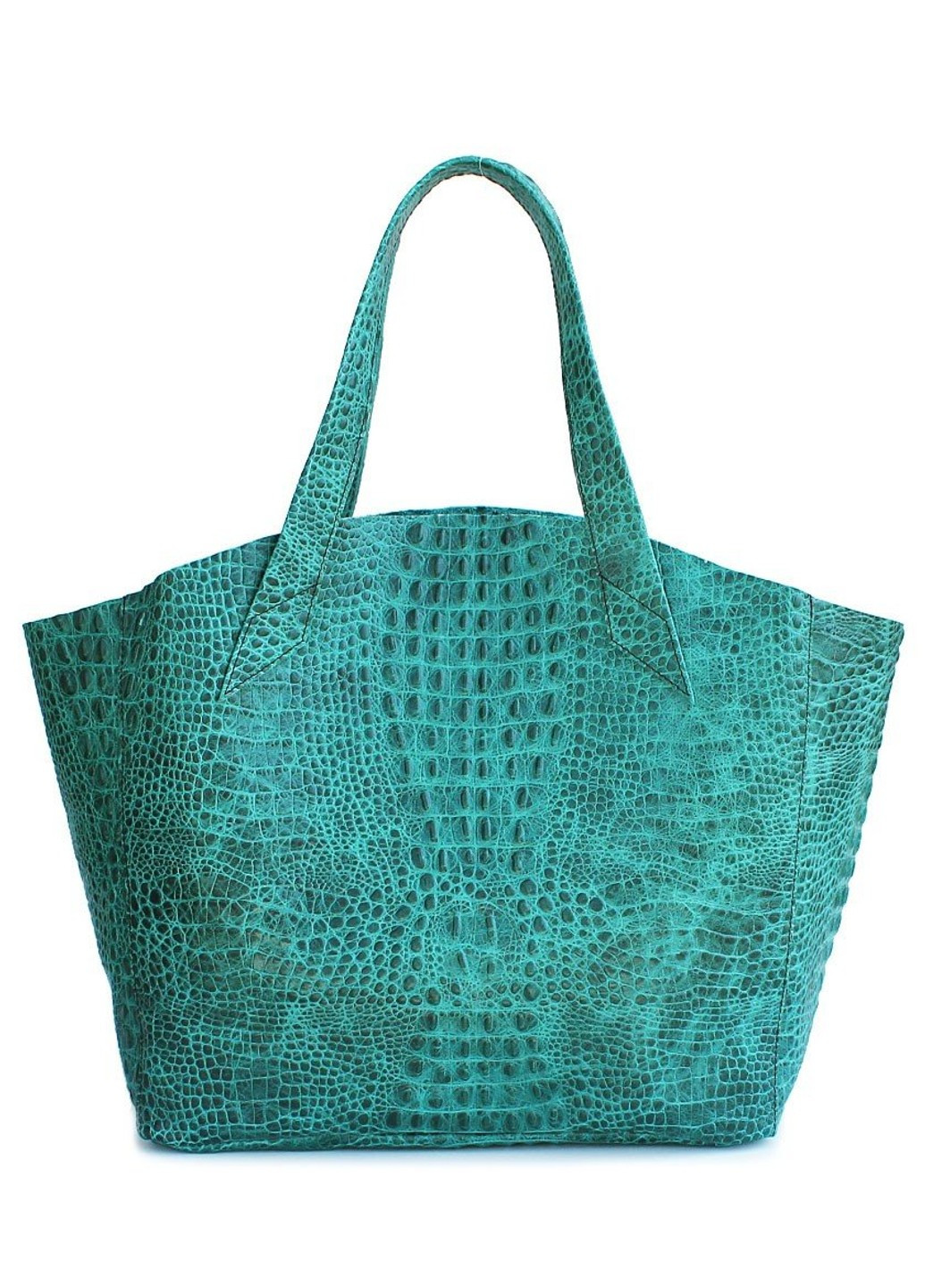 Сумка-корзина з натуральної шкіри, фактура крокодила чорна PoolParty (262976759)