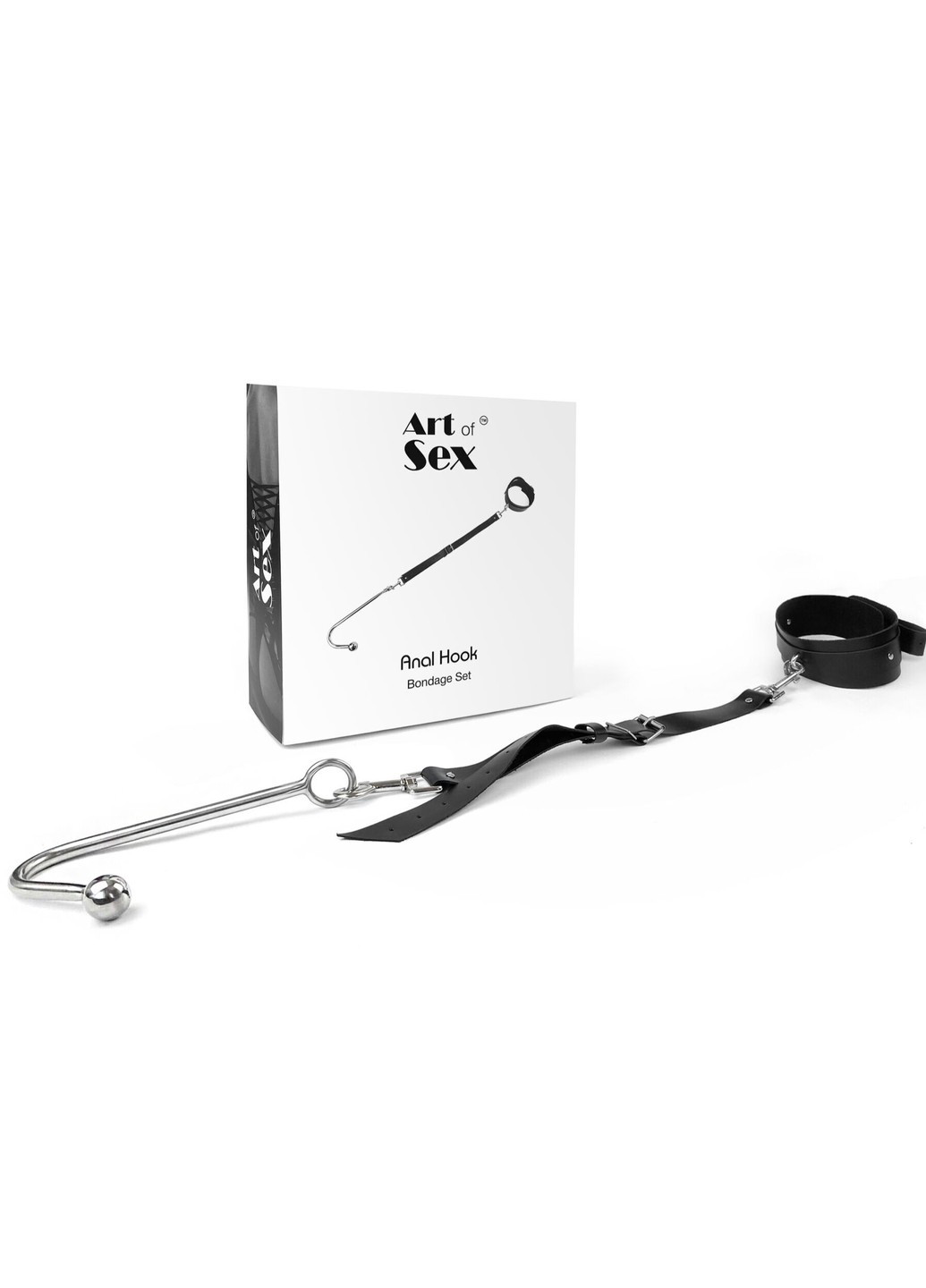 Анальний гак 2 із нашийником з натуральної шкіри - Anal hook, Чорний Art of Sex (274376993)