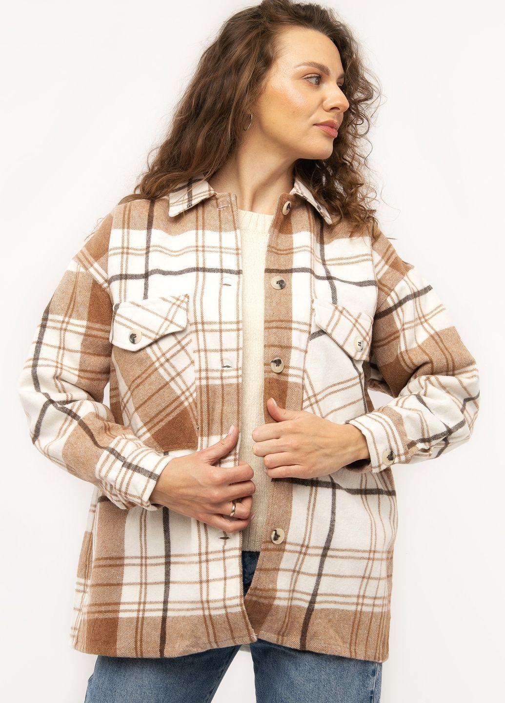Жіноча сорочка з довгим рукавом колір коричневий ЦБ-00233186 Madmext (266781516)