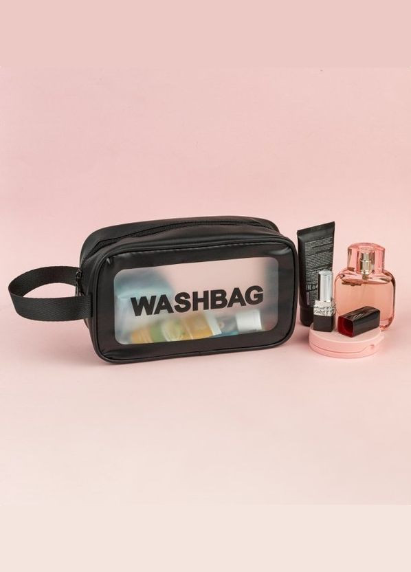 Жіноча косметичка WASHBAG органайзер з одною ручкою середня чорна No Brand (266897487)