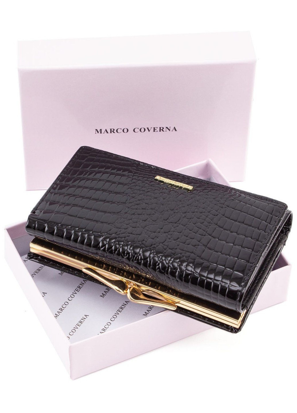 Удобный кошелек для девушек из натуральной кожи MC-403-2490-1 (JZ6586) черный Marco Coverna (259752496)