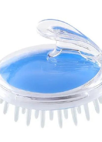 Силиконовая щетка-массажер для шампунирования и мытья головы хрустально-голубая No Brand (266913999)