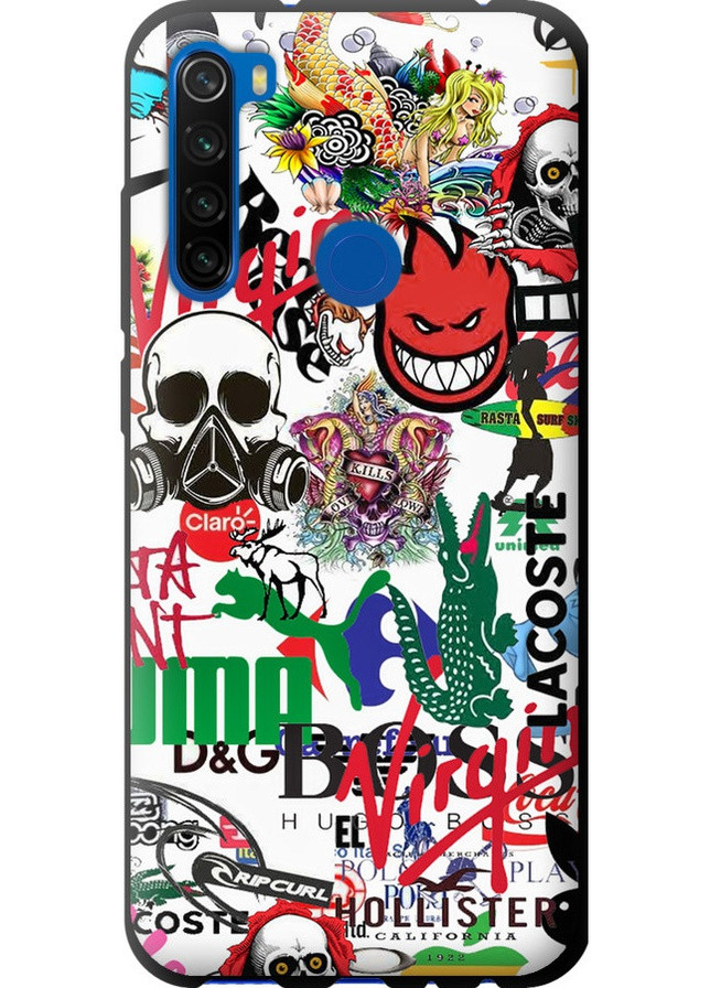 TPU черный чехол 'Many different logos' для Endorphone xiaomi redmi note 8t (257881609)