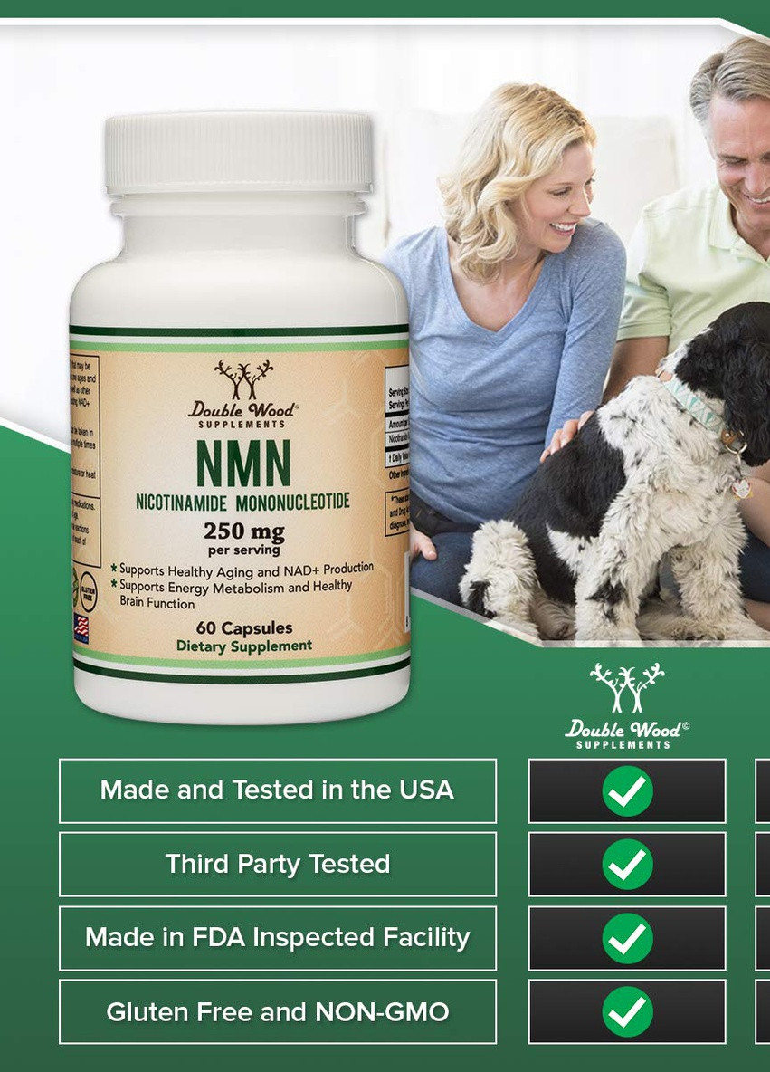 Нікотинамід мононуклеотид Double Wood NMN (Nicotinamide Mononucleotide) 250 mg, 60capsules Double Wood Supplements (259296197)
