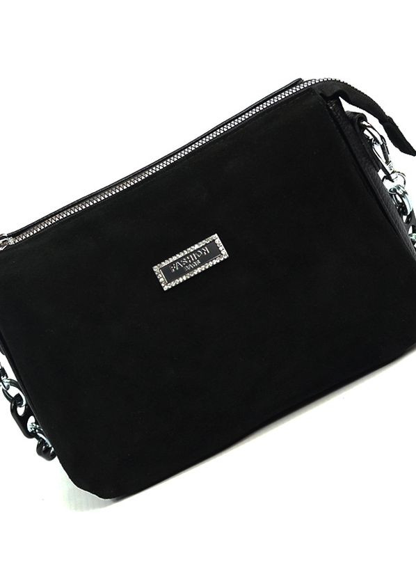 Черная женская замшевая мини сумка клатч через плечо на три отделения No Brand (275335128)