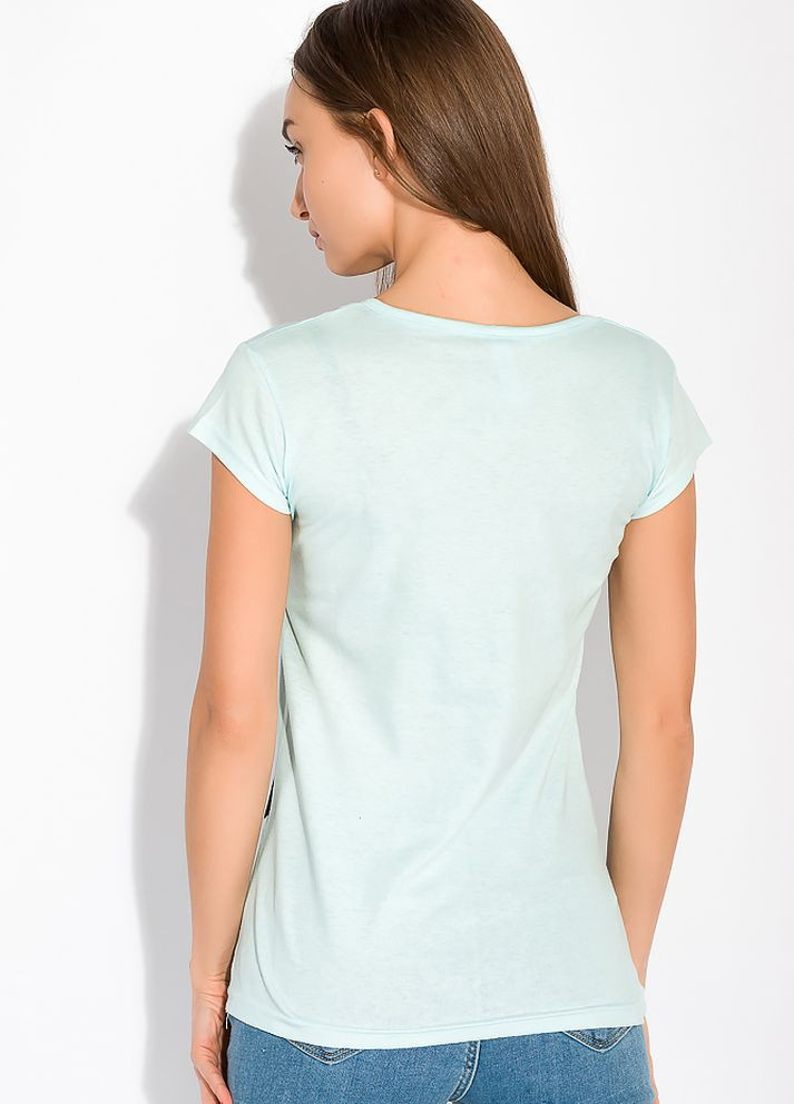 Светло-бирюзовая летняя футболка принтованная (светло-бирюзовый) Time of Style