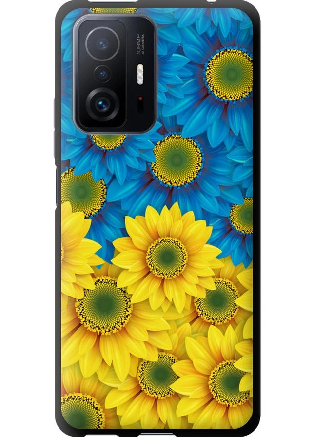 TPU черный чехол 'Жёлто-голубые цветы' для Endorphone Xiaomi 11T Pro (260027496)