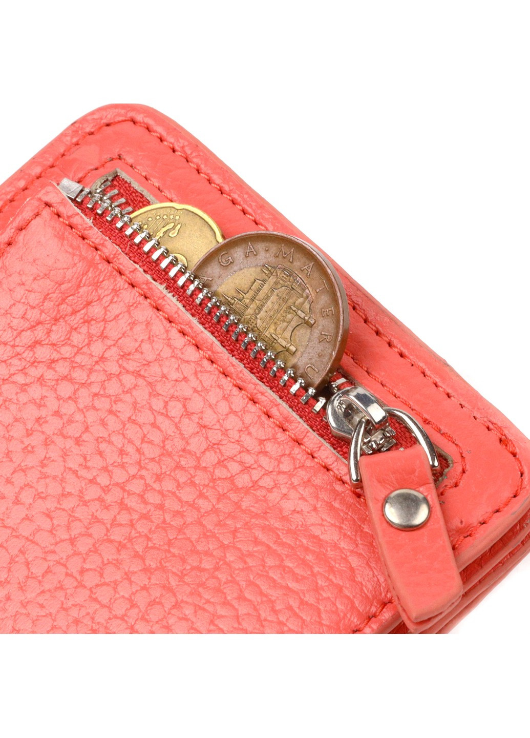Маленький жіночий гаманець із натуральної шкіри флотар 21794 Кораловий Canpellini (259815799)