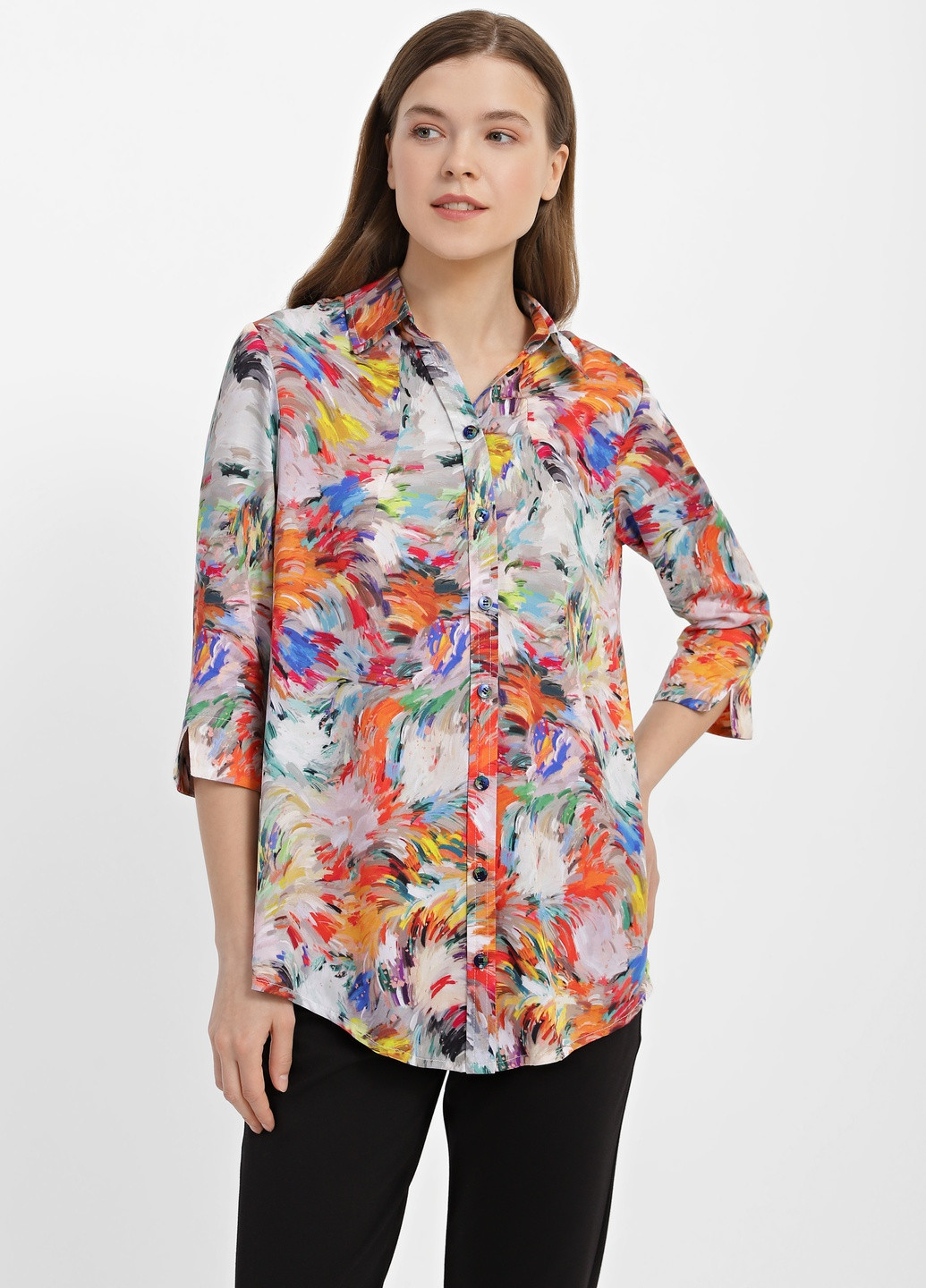 Комбинированная летняя блузка жіноча 1097-4 DANNA