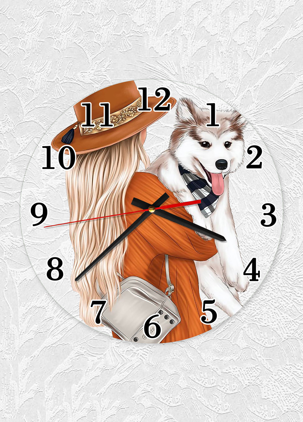 Часы настенные :: Девушка с собачкой (принт 115 на прозрачной основе) Creative (266915424)