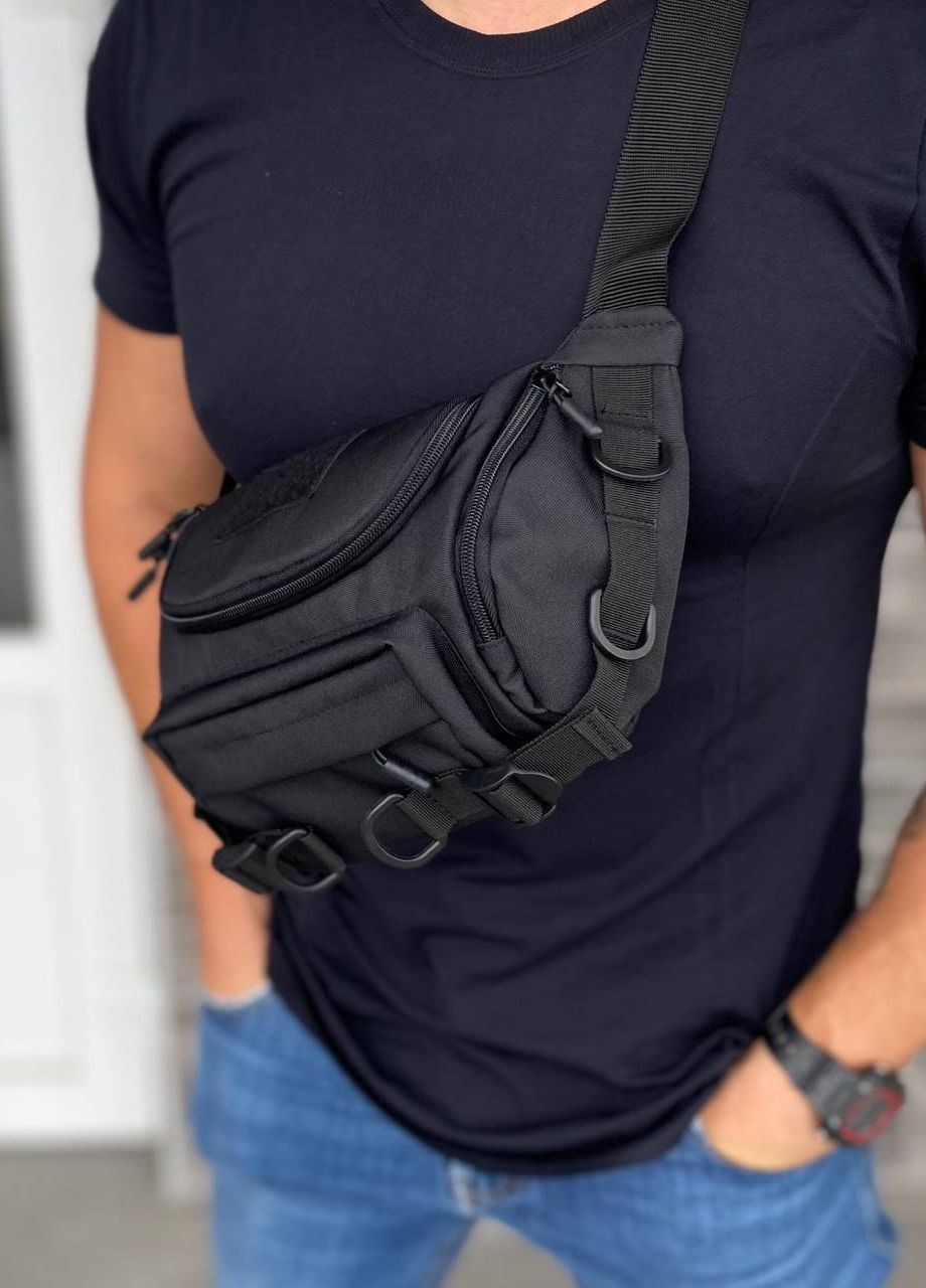 Тактична чорна сумка бананка слінг на груди на пояс Хард No Brand (260475048)
