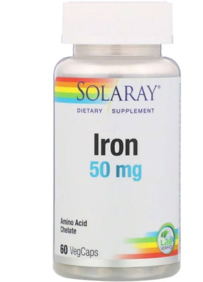 Iron 50 mg 60 Veg Caps SOR-46105 Solaray (256724354)