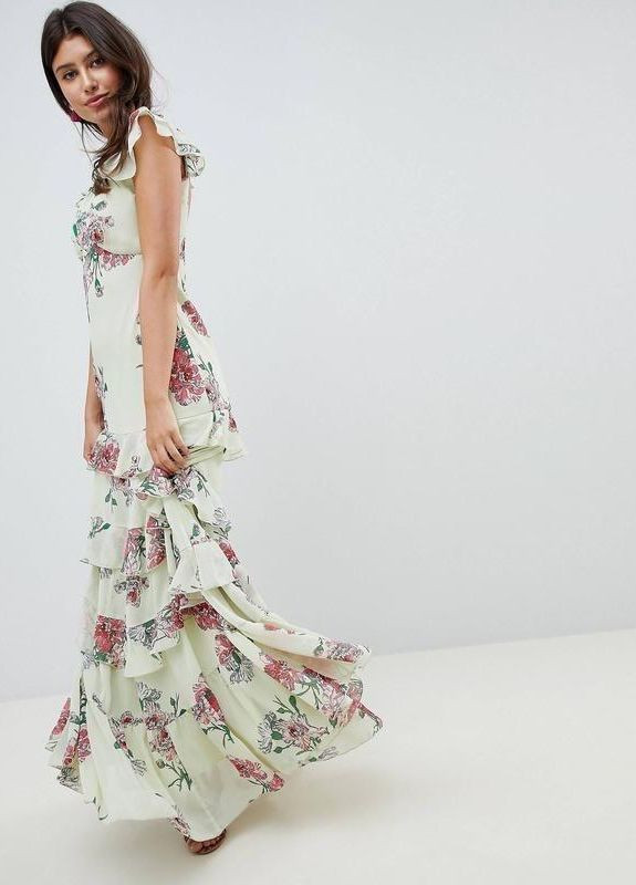 Комбінована сукня максі з квітковим принтом Asos