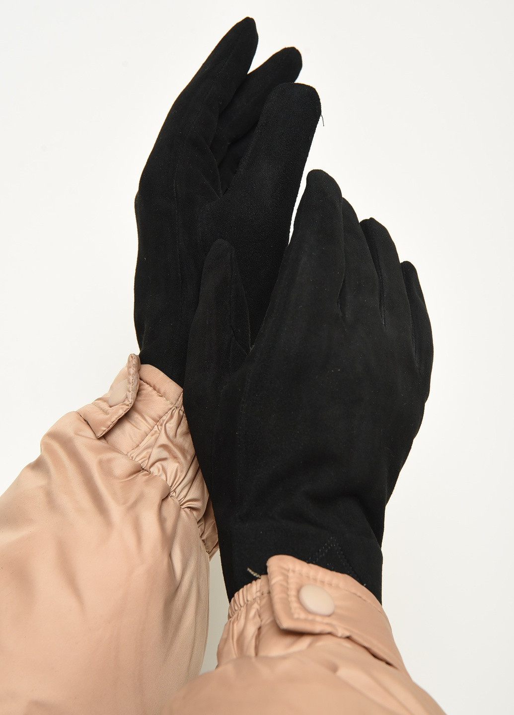 Рукавички жіночі штучна замша на хутрі чорного кольору Let's Shop (256691084)