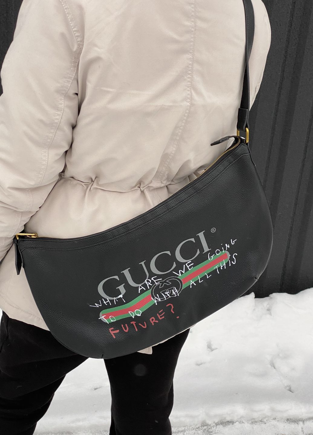 Жіноча сумка крос-боді хобо велика чорна Gucci (275868798)