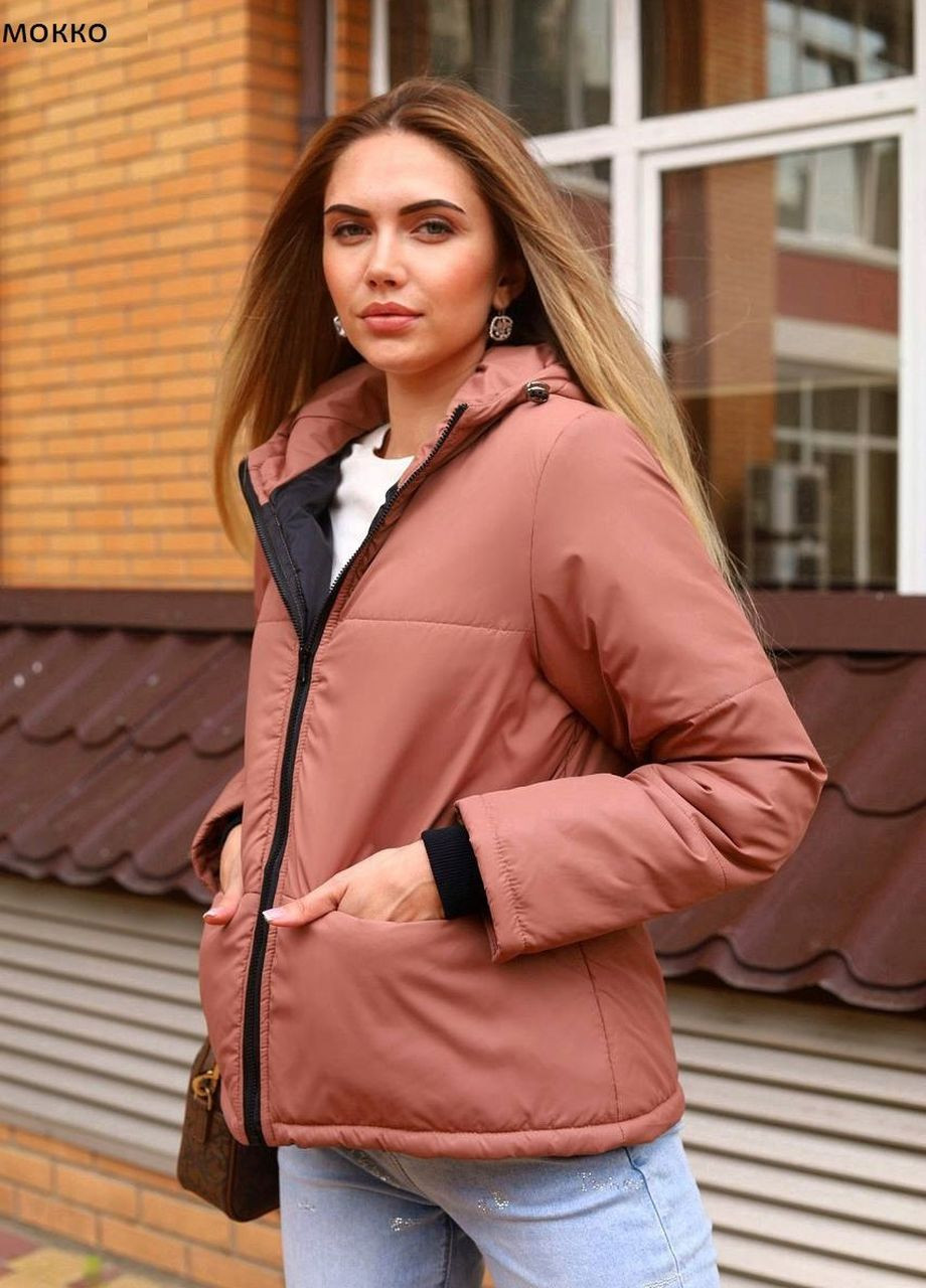 Светло-коричневая демисезонная женская куртка демисезон из плащевки No Brand