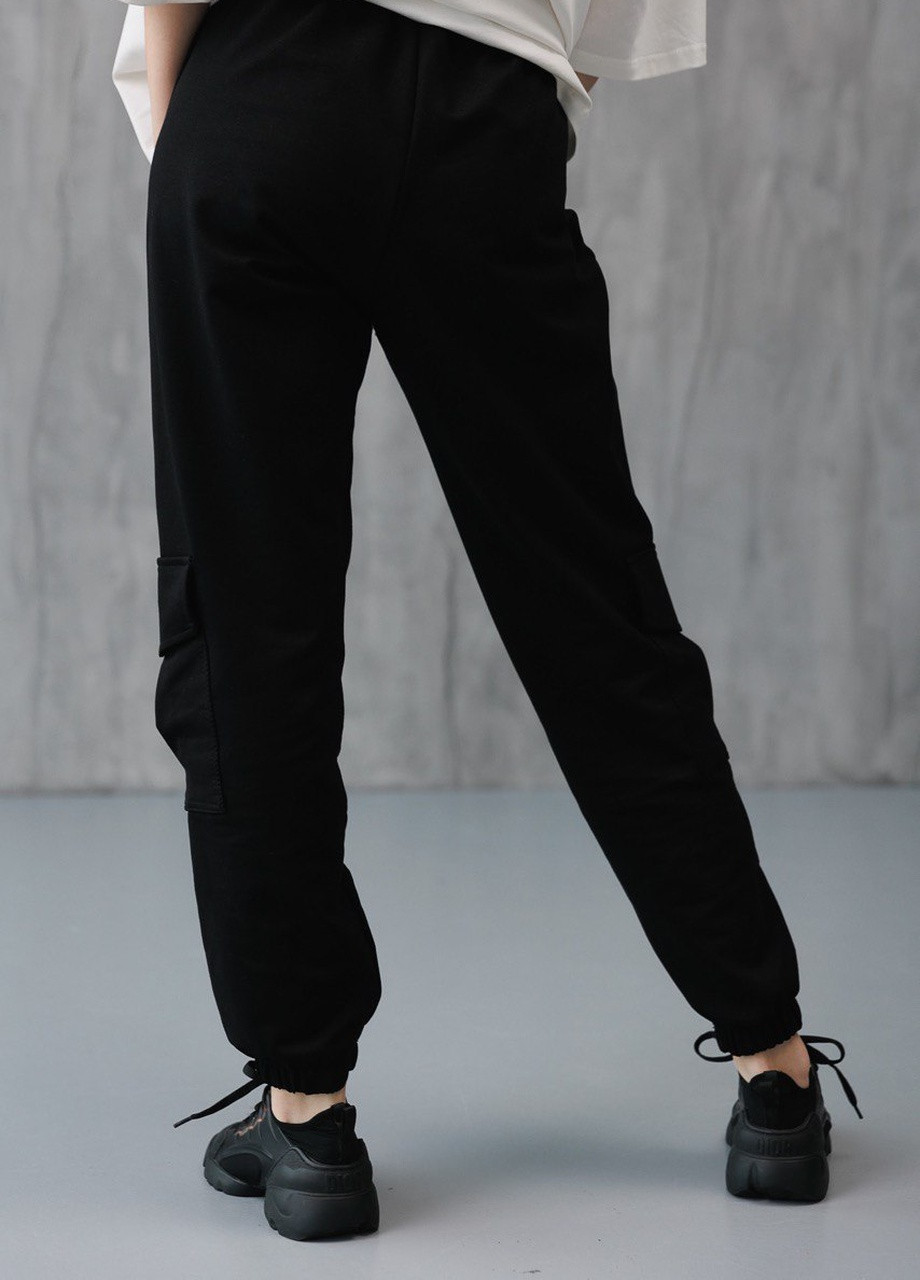 Джогери карго з бічними кишенями для дівчинки чорні 126972 No Brand (258958460)