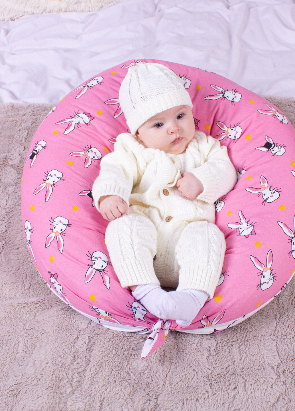 Подушка для вагітних та годування №8656 Print Line 17-0528 Bunnies pink 30х170 (2200006347415) Mirson (258825049)