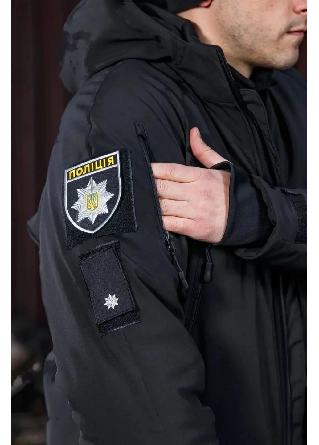 Куртка зимова Хантер Софтшел фліс Поліція чорна 60-62 No Brand (258187235)