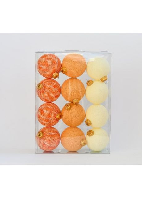 Набор ёлочных игрушек из ниточных шариков 6,5 см, 12 шт Оранжевый микс Cotton Ball Lights (268309068)