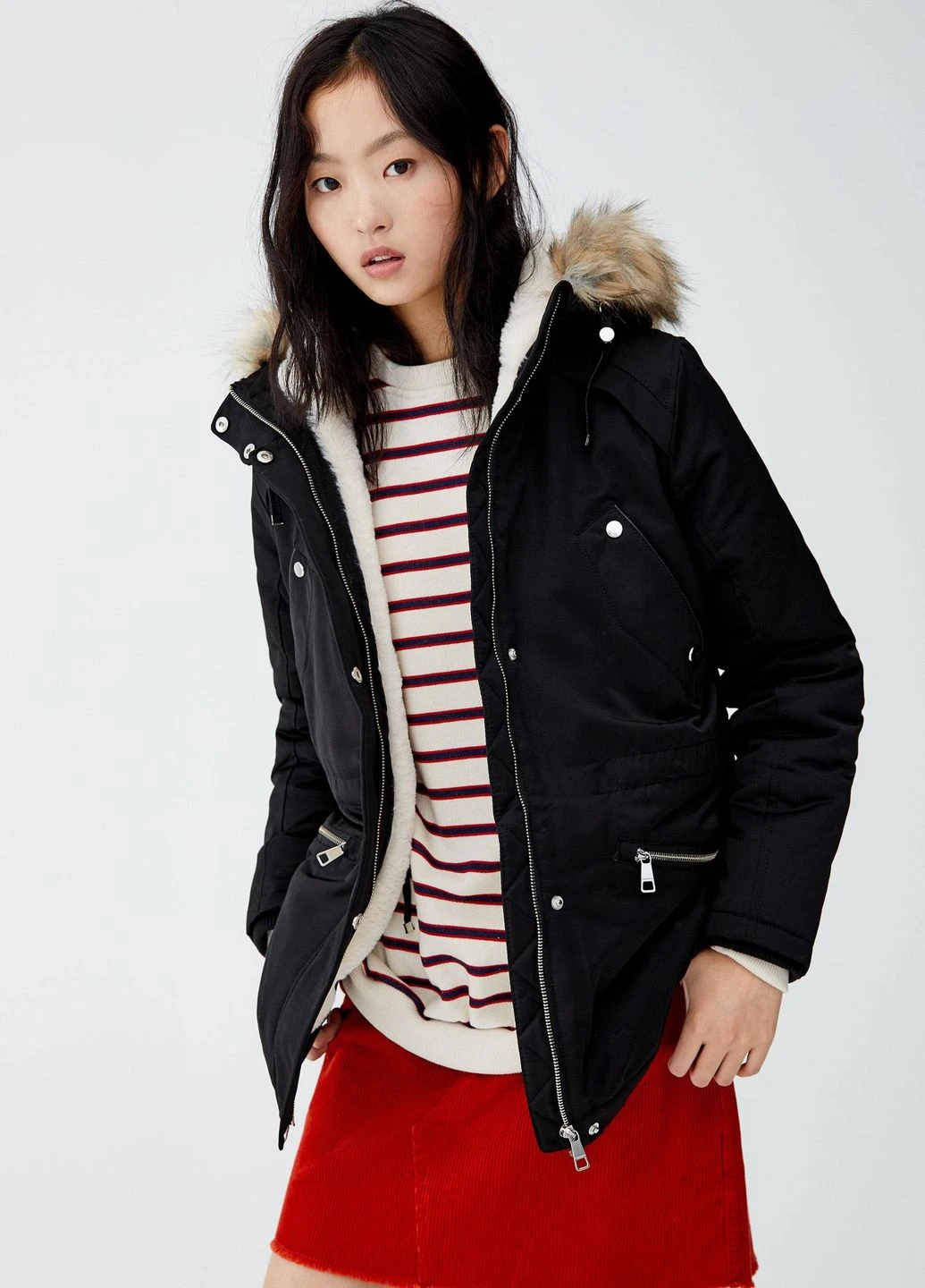 Парка зимняя,черный, Pull & Bear (267331921)
