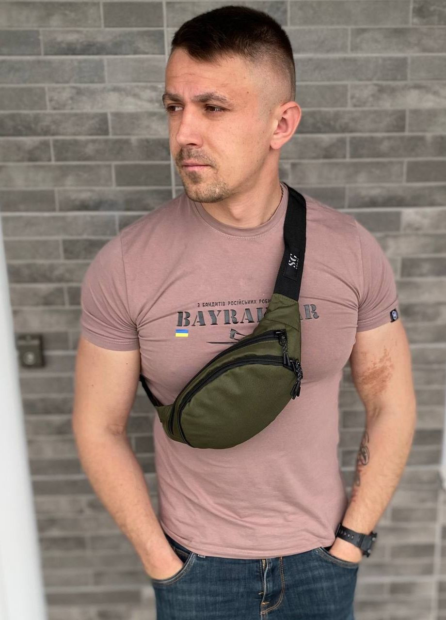 Сумка бананка нагрудна чоловіча універсальна хакі зелена Town Style SG (267499245)