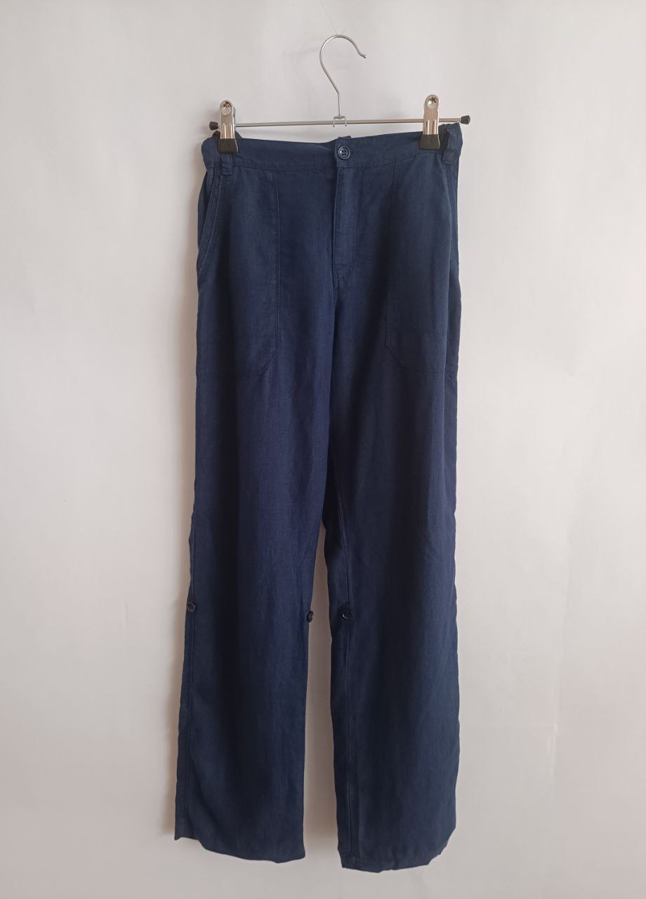 Темно-синие джинсовые демисезонные прямые брюки Marasil