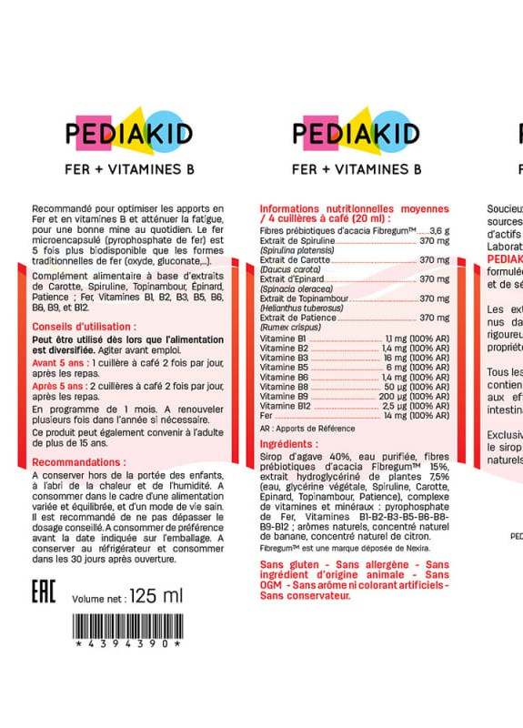 Fer + Vitamin B 125 ml Pediakid (257561275)