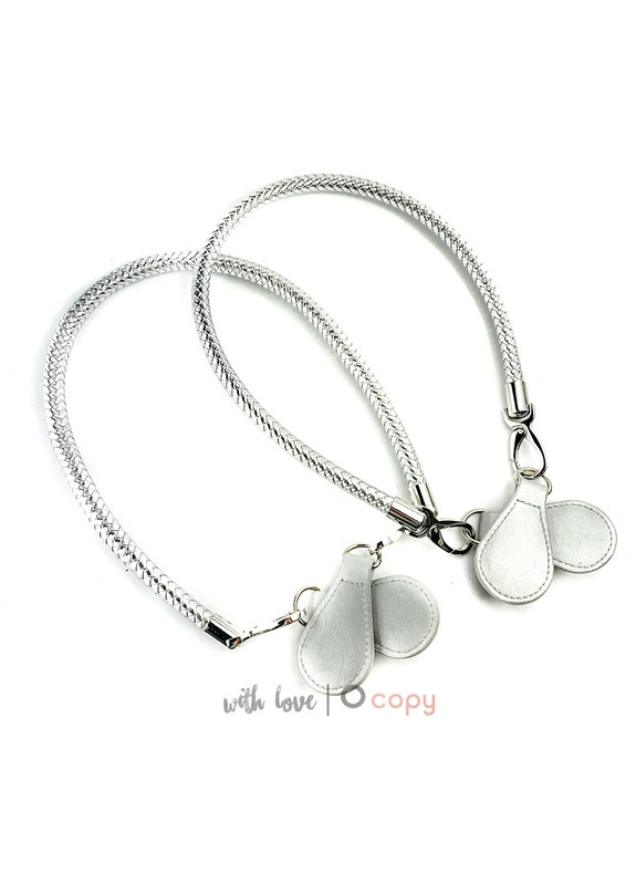 Длинные серебренные ручки, на карабине, 80 см More (269266791)