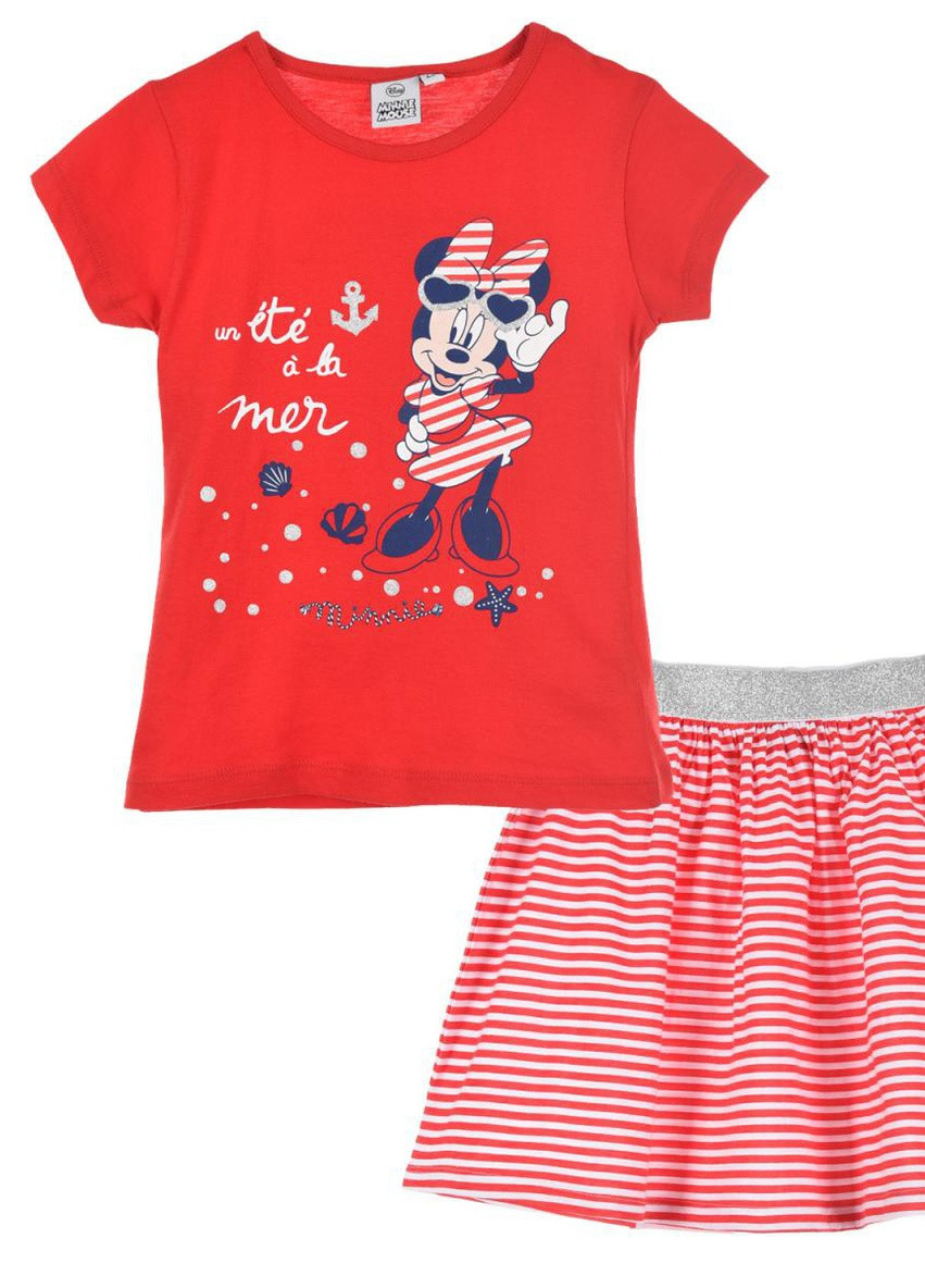 Червоний літній комплект (футболка, юбка) minnie mouse (мінні маус) ue11012 Disney