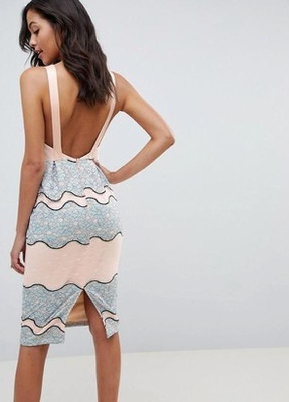 Комбинированное кружевное платье меди Asos