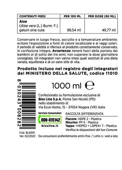Aloe Vera Pura 1000 ml /20 servings/ Bios Line (258646364)