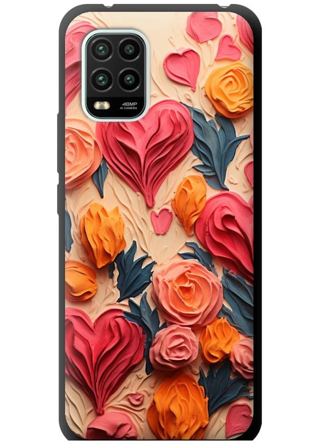 TPU черный чехол 'Сердечки 3' для Endorphone Xiaomi Mi 10 Lite (267233011)