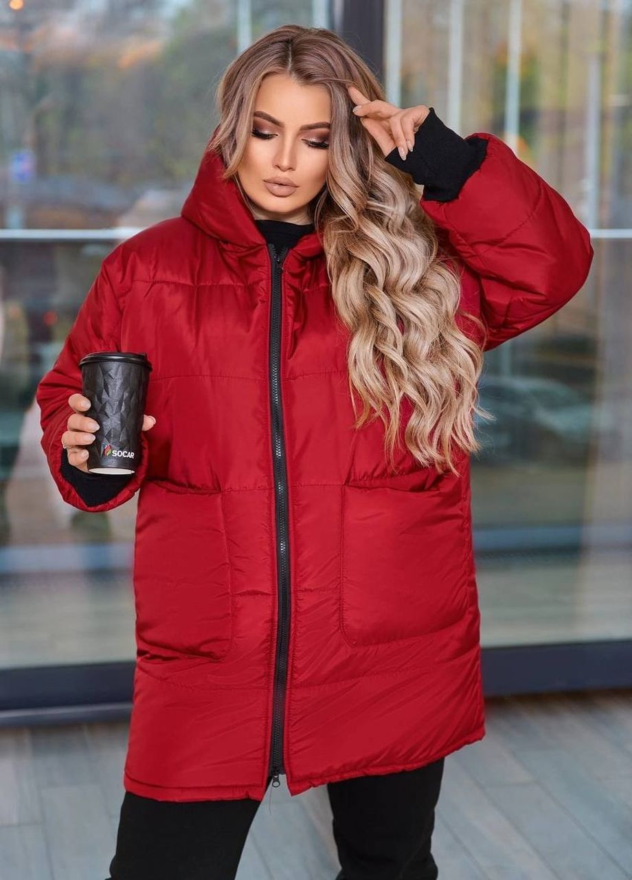 Бордовая женская теплая куртка цвет бордо р.54/56 445002 New Trend