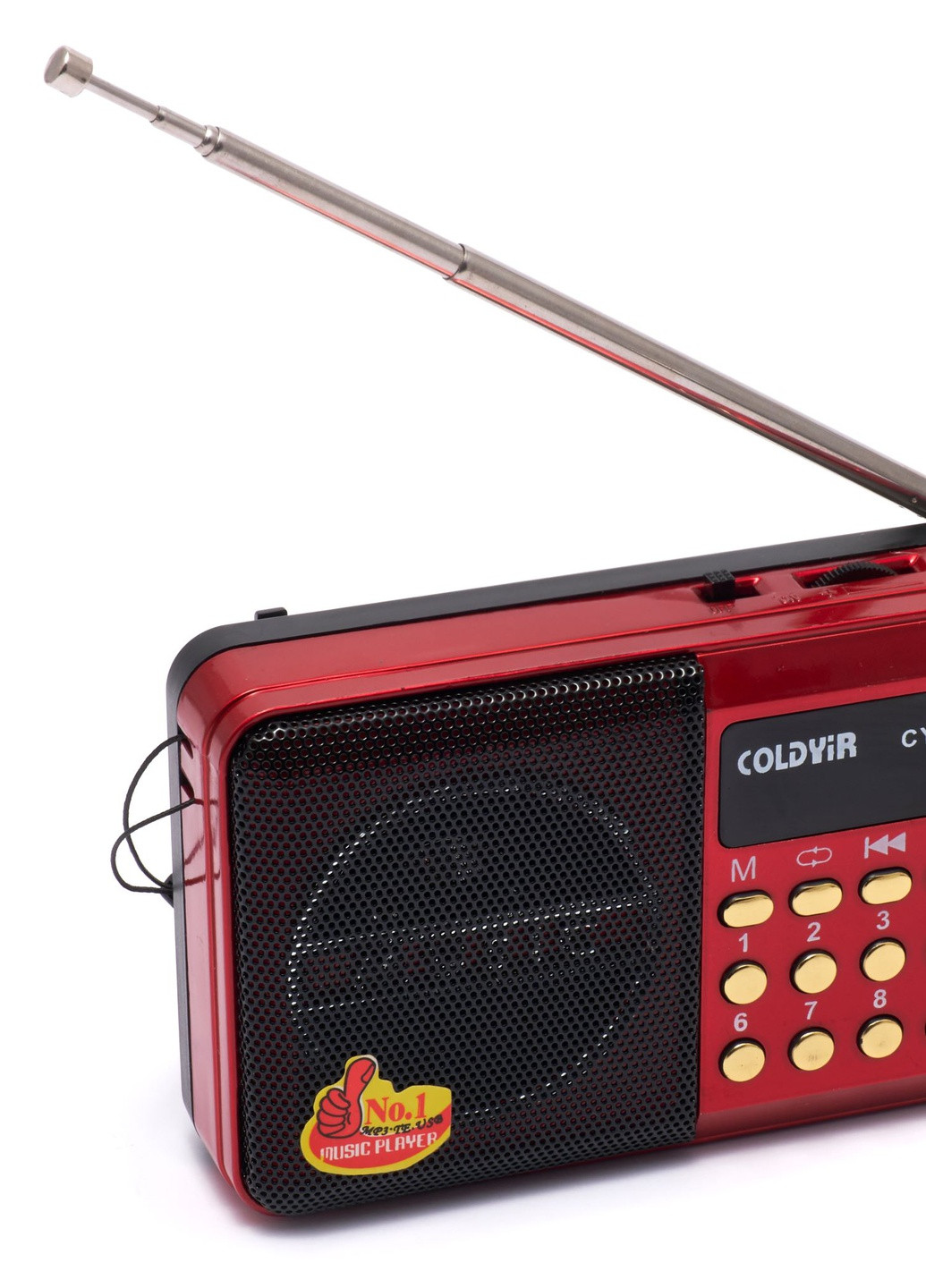Портативне акумкляторне FM-радіо coldyir cy-011 З роз'ємом для USB та картки пам'яті червоне Led (257623839)