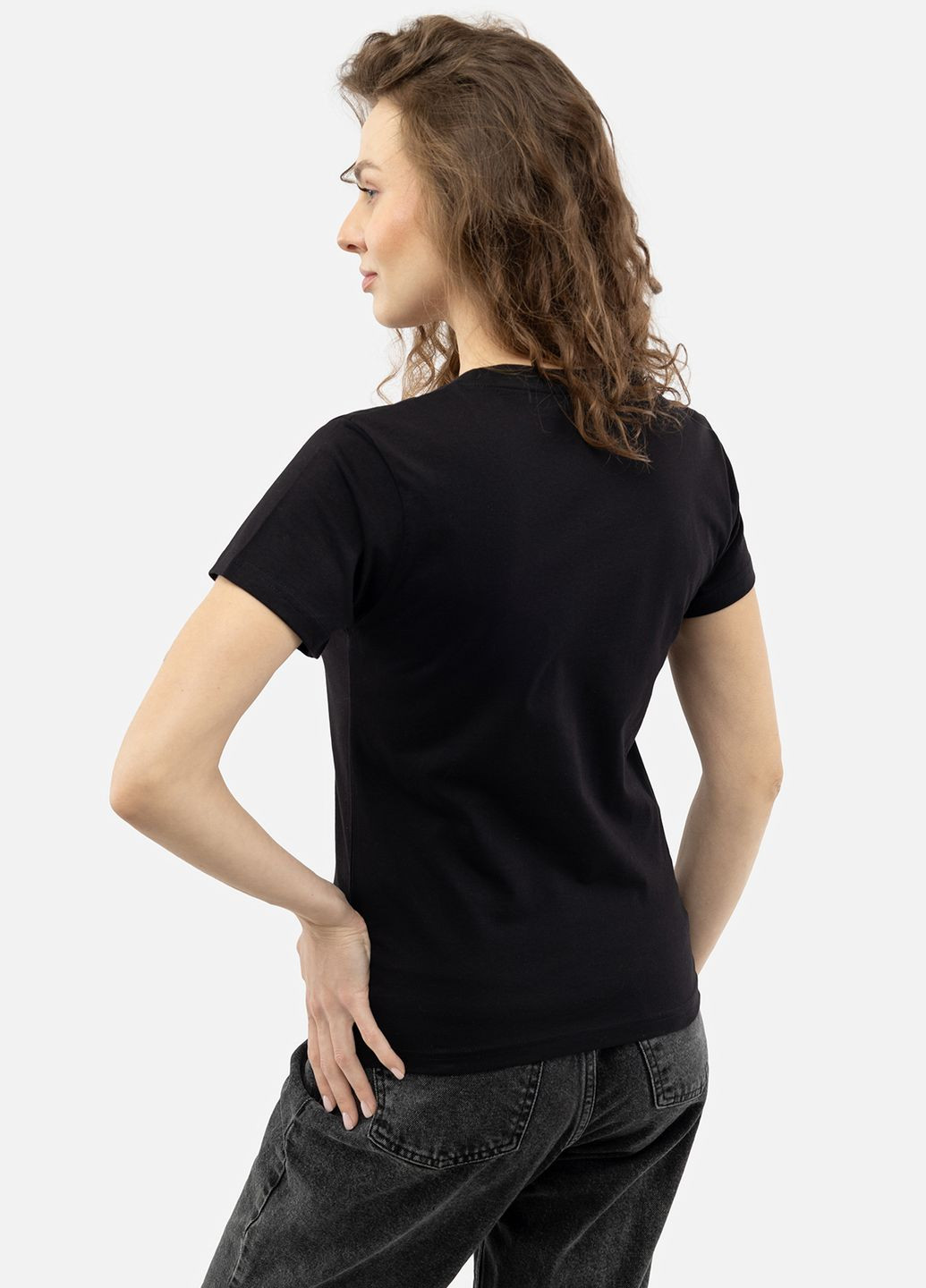 Черная всесезон женская футболка с коротким рукавом цвет черный цб-00210720 Yuki