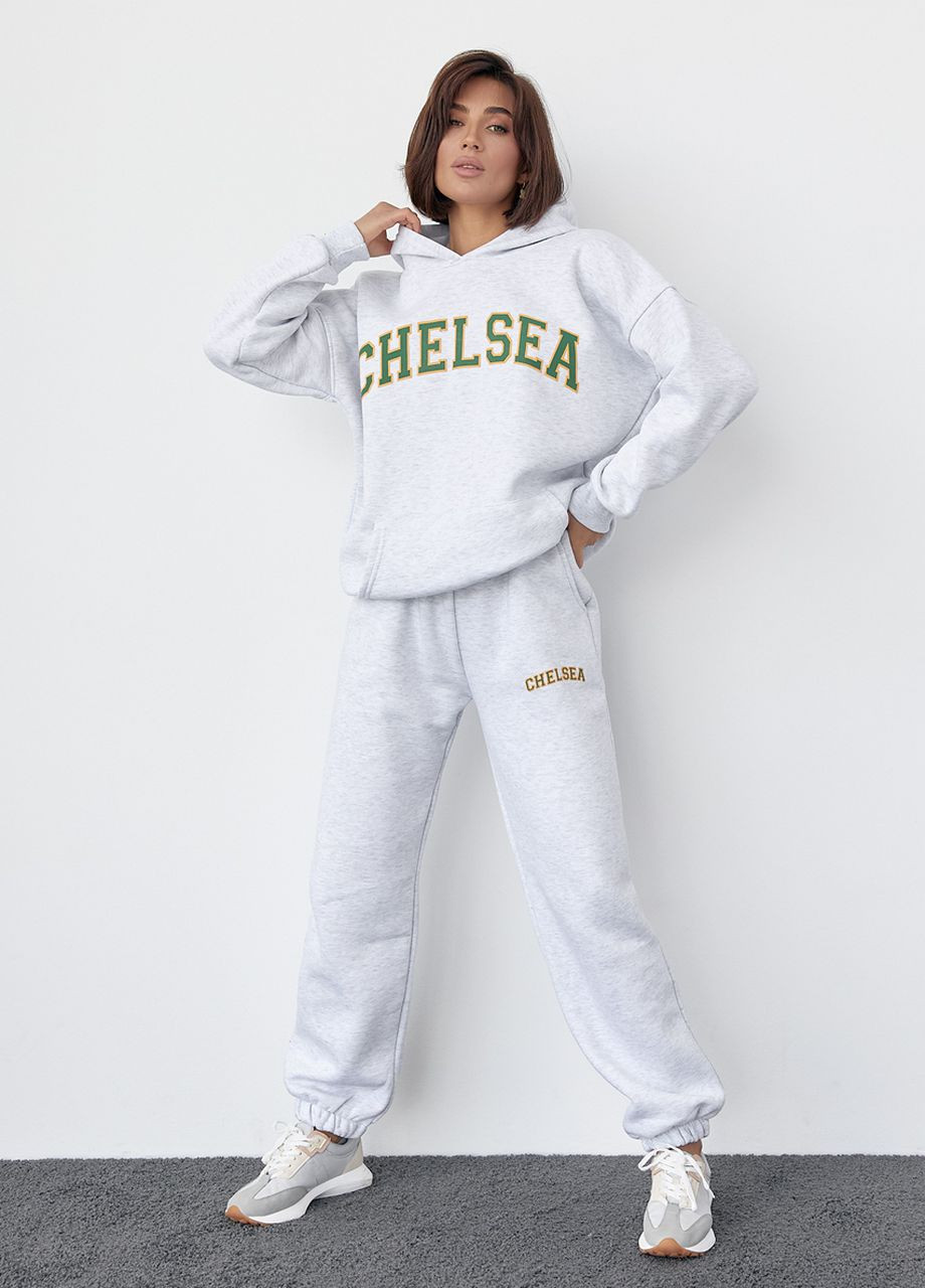Жіночий спортивний костюм на флісі з принтом Chelsea - світло-сірий Lurex (266555793)