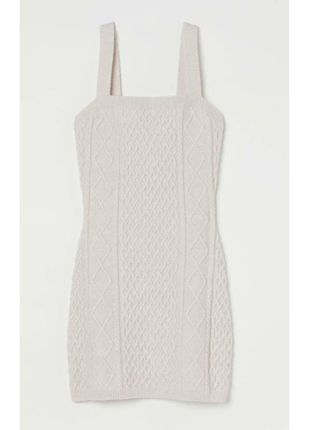 Светло-бежевое повседневный женское вязаное платье н&м (56497) xs светло-бежевое H&M