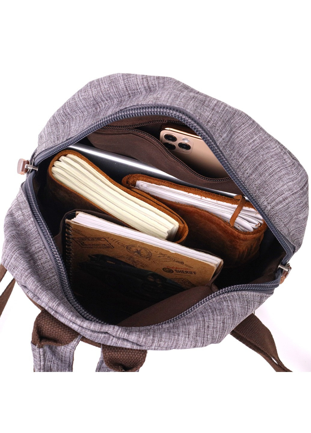 Замечательный мужской рюкзак из текстиля 22240 Серый Vintage (267948759)