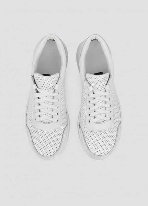 Білі осінні білі шкіряні кросівки з перфорацією Villomi