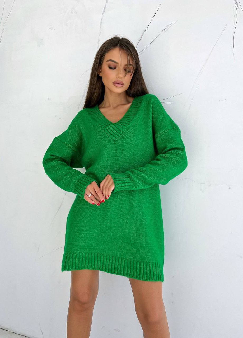 Зелений жіночий светр-туніка акрил No Brand