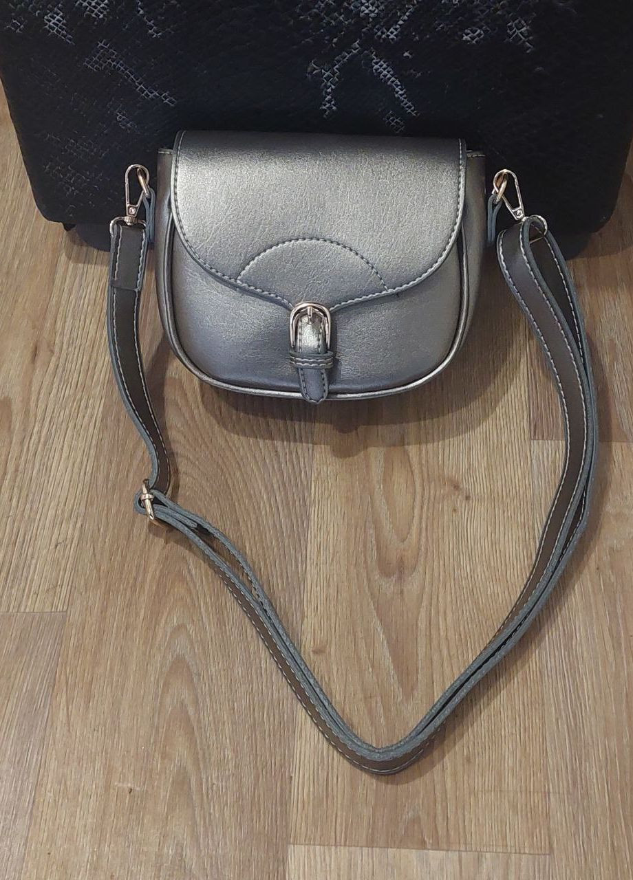 Турецька міні-сумка з підкладкою та регульованим ремінцем, графітова повсякденна сумочка крос-боді No Brand р-1359-24 (268048863)