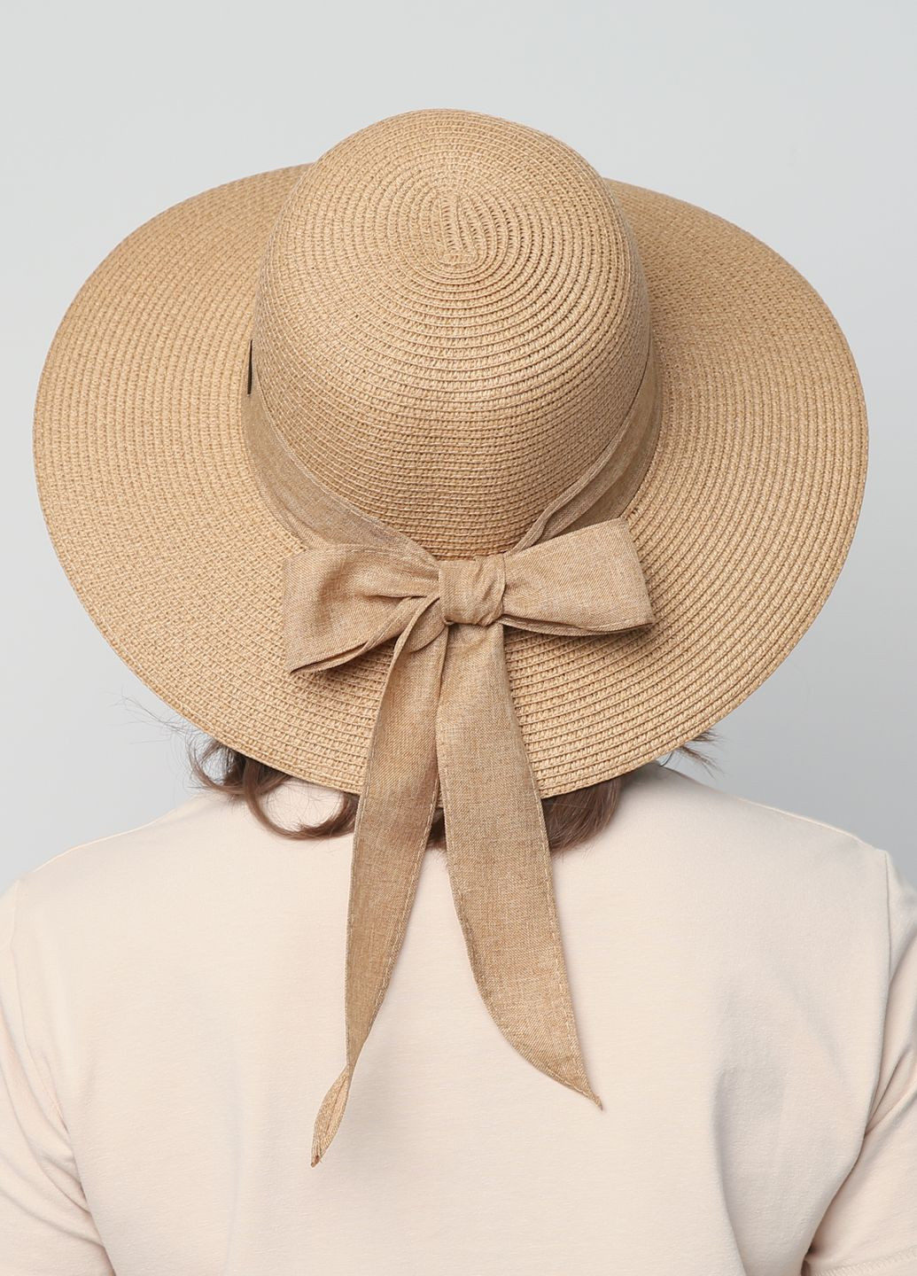 Шляпа со средними полями женская бумага бежевая COCO LuckyLOOK 843-845 (265222690)