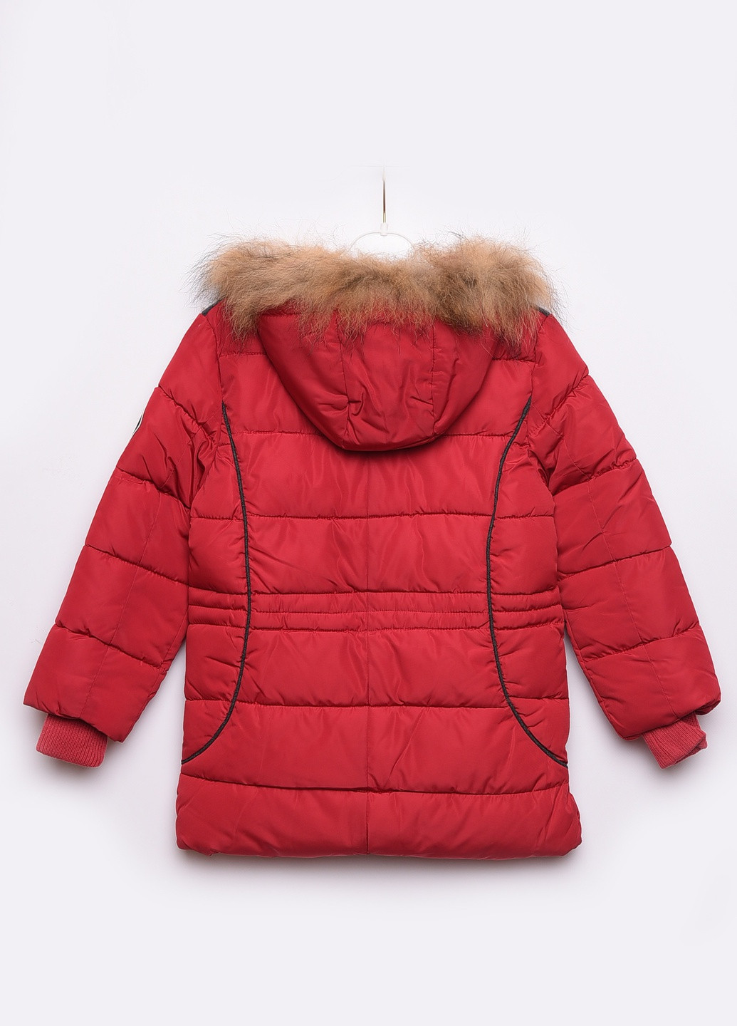 Бордовая зимняя куртка детская еврозима бордовая с капюшоном Let's Shop