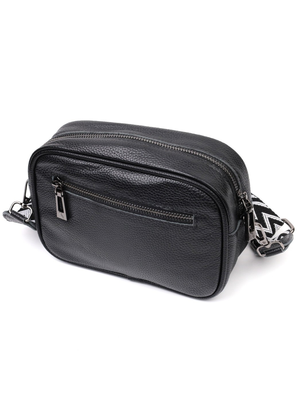 Классическая кожаная женская сумка через плечо на одно отделение 22387 Черная Vintage (276461735)