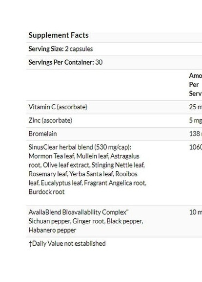 SinusClear 60 Veg Caps RCH587 Ridgecrest Herbals (256723278)