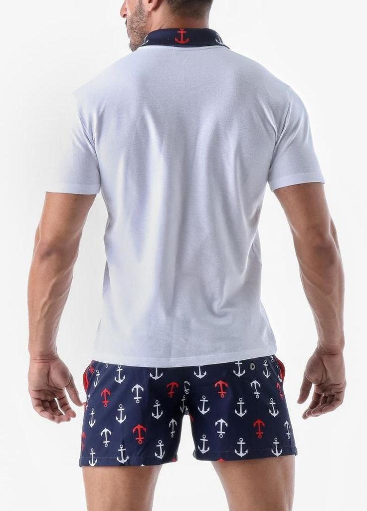 Белая футболка-поло 2022t7 для мужчин Geronimo морская тематика