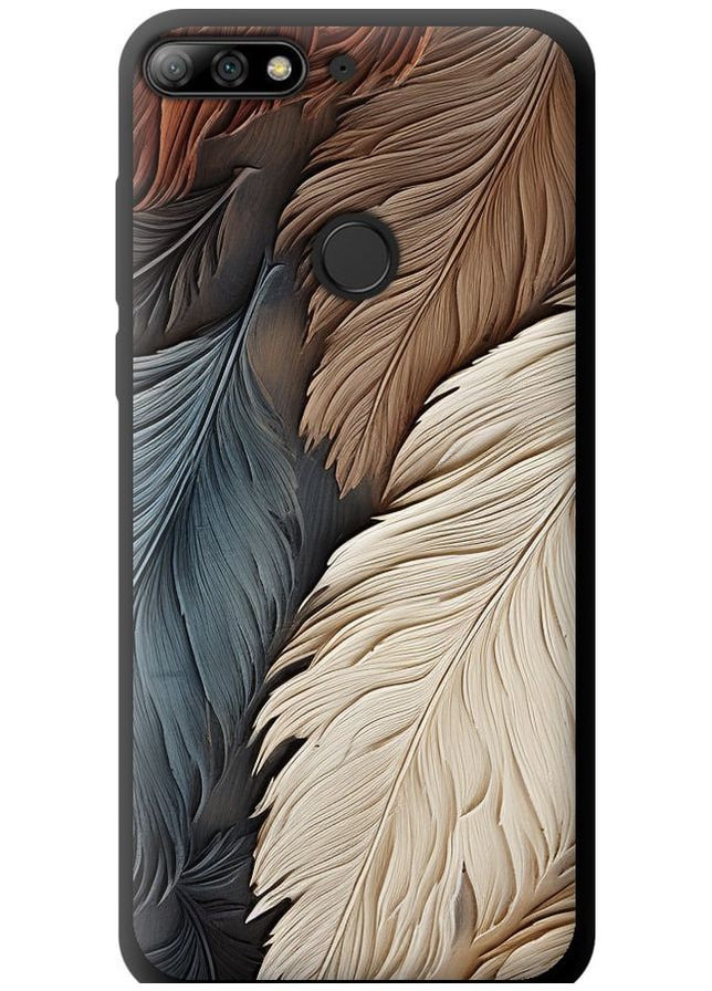 TPU чорний чохол 'Листя в стилі бохо' для Endorphone Huawei Honor 7C Pro (265393967)