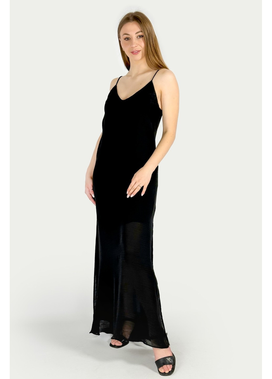 Черное вечернее платье 7700/394/800 платье-комбинация Zara однотонное