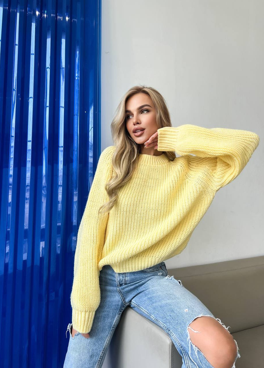 Женский шерстяной свитер желтого цвета р.42/46 405994 New Trend (258967519)